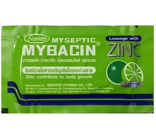 Тайские пастилки с лимоном от кашля и боли в горле Mybacin