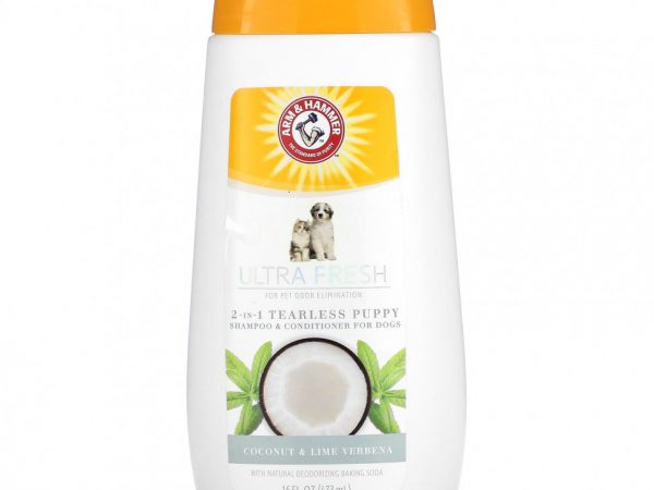 Arm & Hammer, Ultra Fresh, шампунь и кондиционер для щенков 2 в 1, для собак, с кокосом и лаймом и вербеной, 473 мл (16 жидк. Унций)