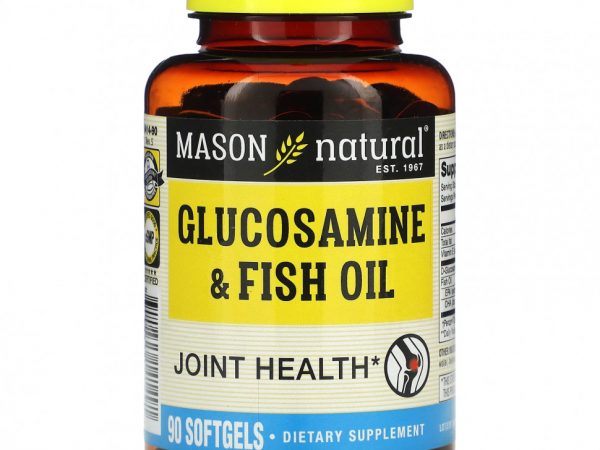 Mason Natural, Глюкозамин и рыбий жир, 90 мягких таблеток