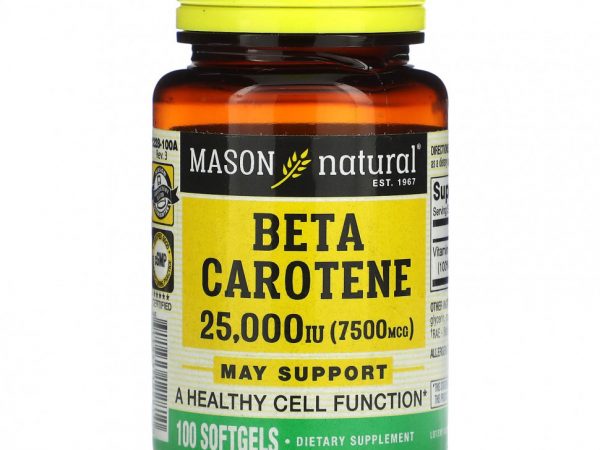Mason Natural, Бета-каротин, 25000 МЕ (7500 мкг), 100 мягких таблеток