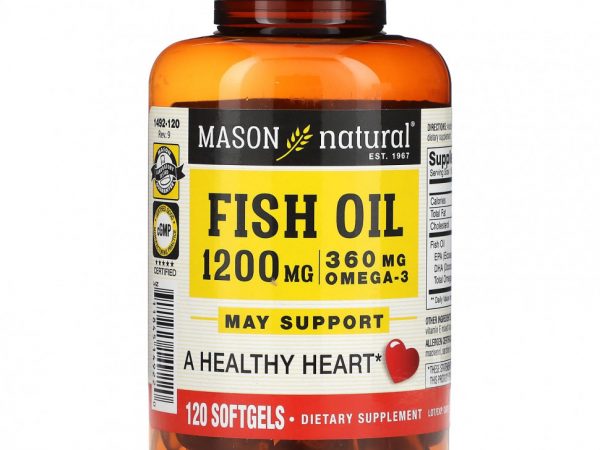 Mason Natural, Рыбий жир, 1200 мг, 120 мягких таблеток