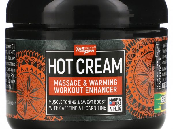 Maryann Organics, Hot-Cream, средство для массажа и согревающих тренировок, 4 жидк. Унции