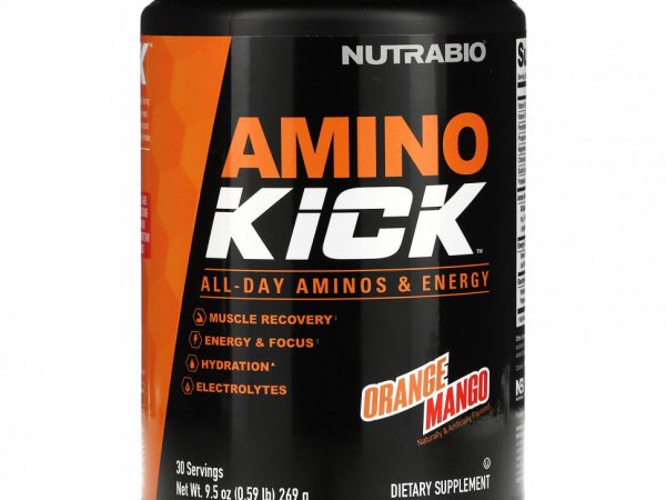 Nutrabio Labs, Amino Kick, апельсин и манго, 269 г (0,59 фунта)