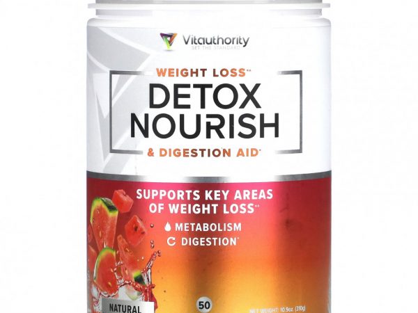 Vitauthority, Detox Nourish, средство для снижения веса и поддержки пищеварения, натуральный арбуз, 310 г (10,9 унции)
