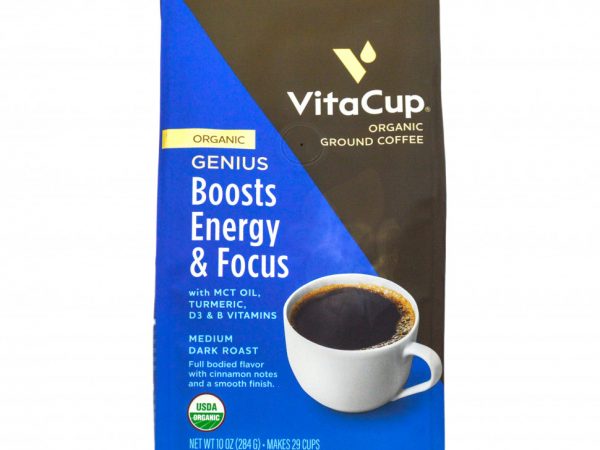 VitaCup, Genius, органический кофе, молотый, средне-темная обжарка, 284 г (10 унций)