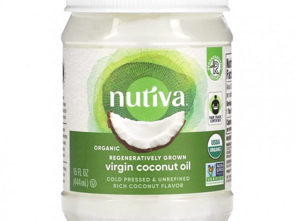 Nutiva, Органическое регенеративно выращенное кокосовое масло первого отжима, 444 мл (15 жидк. Унций)