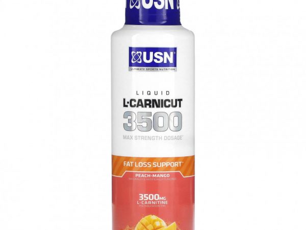 USN, Жидкий L-Carnicut 3500, максимальная дозировка, персик и манго, 450 мл (15,22 жидк. Унции)