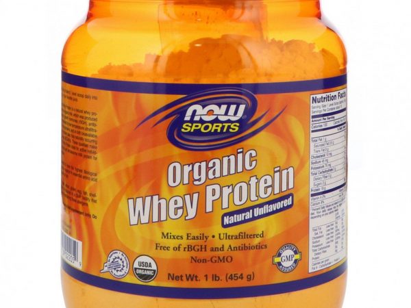 NOW Foods, Sports, органический сывороточный белок, нейтральный, без вкуса, 454 г (1 фунт)