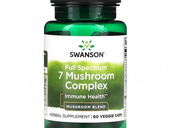 Swanson, Full Spectrum 7 грибов, 60 вегетарианских капсул