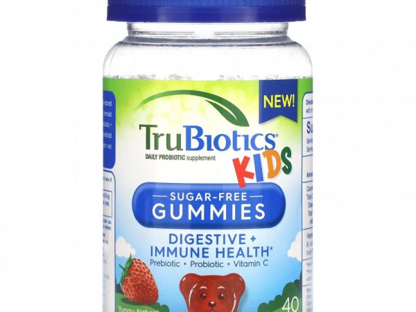 TruBiotics, Дети, ежедневная добавка с пробиотиками, вкусная натуральная клубника, 40 жевательных таблеток