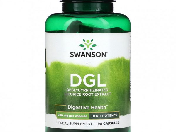 Swanson, DGL, высокая эффективность, 700 мг, 90 капсул