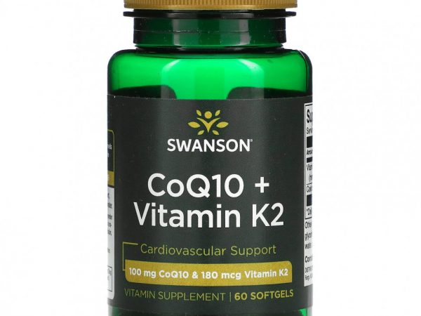 Swanson, Коэнзим Q10 + витамин K2, 60 мягких таблеток
