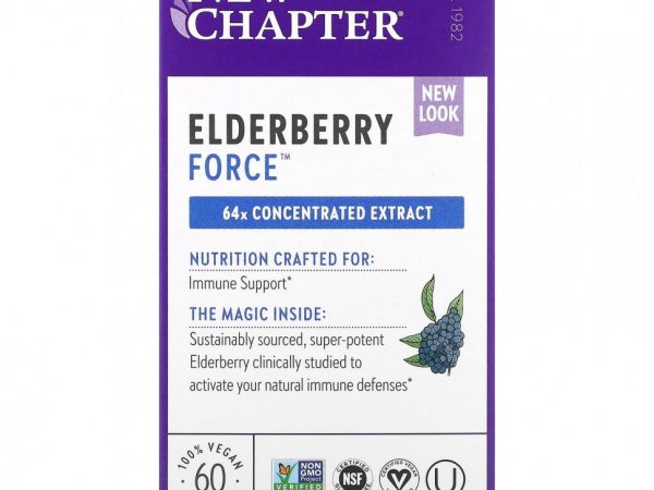 New Chapter, Elderberry Force, 60 веганских капсул