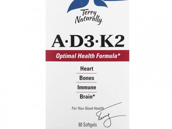 Terry Naturally, Витамины A, D3, K2`` 60 мягких таблеток