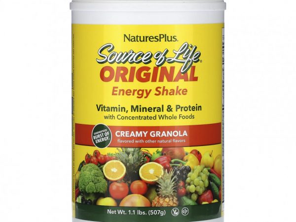NaturesPlus, Source of Life, Original Energy Shake, кремовая гранола, 507 г (1,1 фунта)