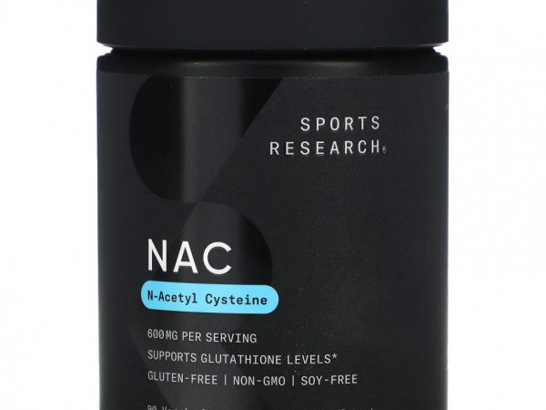 Sports Research, NAC, N-ацетилцистеин, 600 мг, 90 растительных капсул