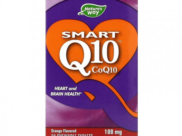 Nature's Way, Smart Q10, апельсин, 100 мг, 30 жевательных таблеток