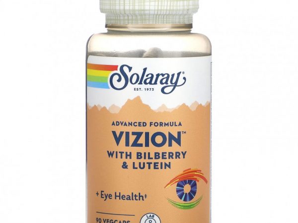 Solaray, Advanced Formula Vizion с голубикой и лютеином, 90 вегетарианских капсул