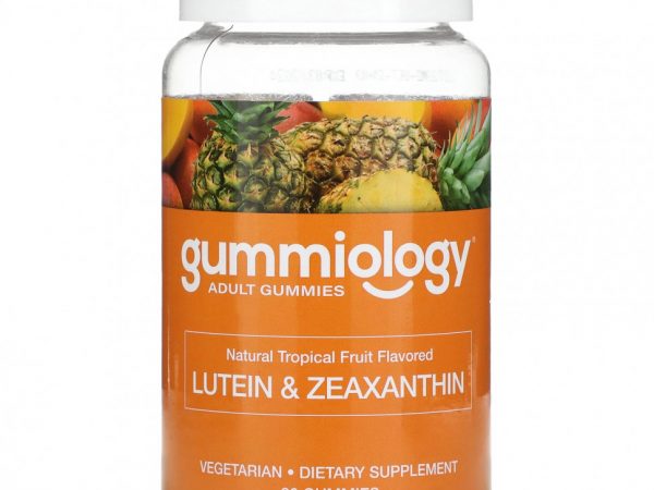 Gummiology, жевательные таблетки с лютеином и зеаксантином, вкус тропических фруктов, 90 вегетарианских жевательных таблеток