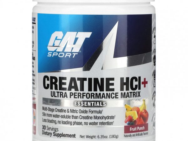 GAT, Sport, гидрохлорид креатина с добавкой Ultra Performance Matrix, фруктовый пунш, 180 г (6,35 унции)