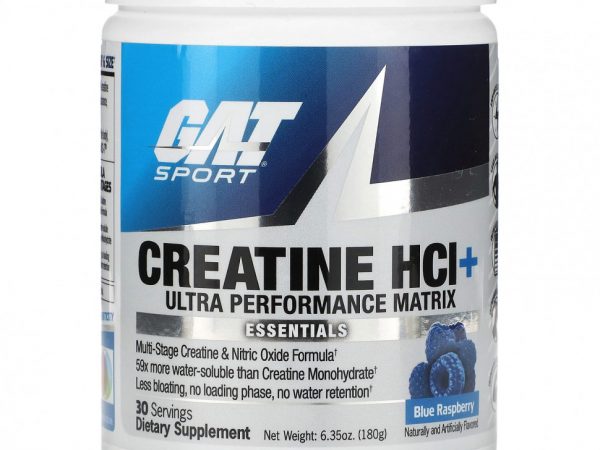 GAT, Sport, гидрохлорид креатина с добавкой Ultra Performance Matrix, голубая малина, 180 г (6,35 унции)