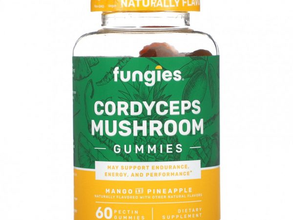 Fungies, Жевательные мармеладки с грибами кордицепс, манго и ананас, 60 жевательных мармеладок с пектином