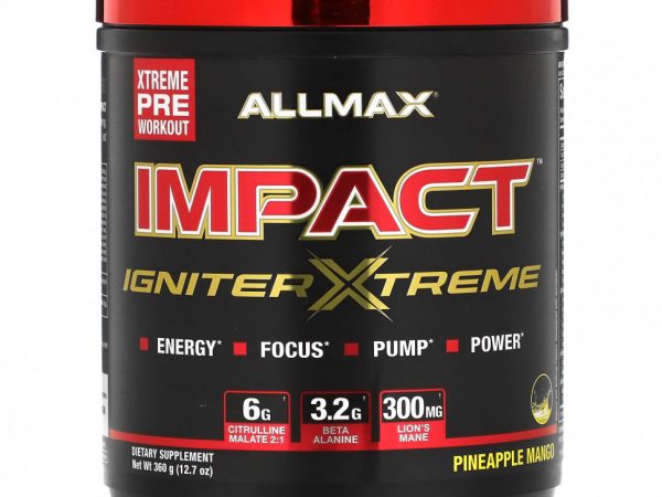 ALLMAX, Impact, Igniter Xtreme, Pineapple Mango, 12.7 oz (360 g)