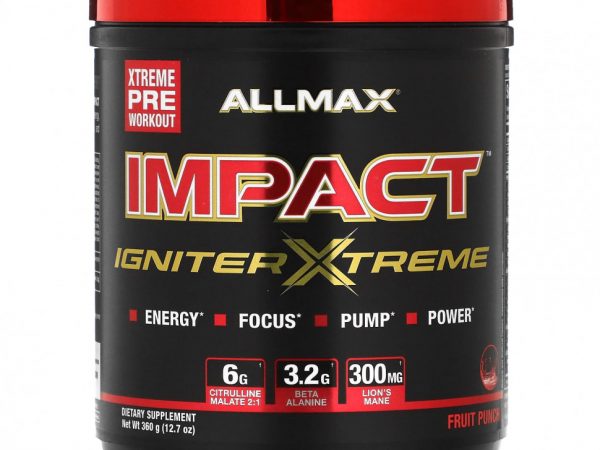 ALLMAX, IMPACT Igniter Xtreme, Pre-Workout, Fruit Punch, 12.7 oz (360 g)