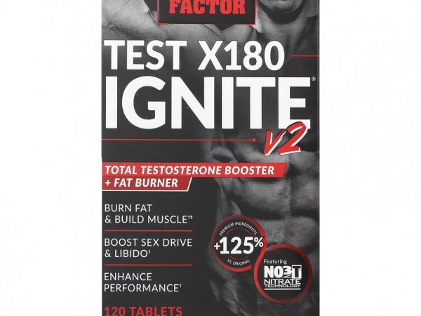 Force Factor, Test X180 Ignite V2, средство для повышения уровня тестостерона и сжигания жира, 120 таблеток