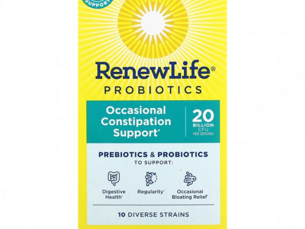 Renew Life, Пробиотики, поддержка при эпизодических запорах, 20 млрд КОЕ, 60 вегетарианских капсул