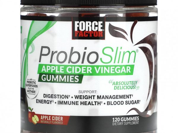Force Factor, ProbioSlim, жевательные мармеладки с яблочным уксусом, 120 жевательных таблеток