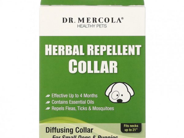 Dr. Mercola, Растительный ошейник-репеллент, Для маленьких собак & щенков, Один ошейник, 0.7 унции (19.85 г)