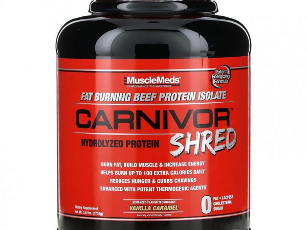 MuscleMeds, Carnivor Shred, гидролизованный протеин, ванильная карамель, 1736 г (3,8 фунта)
