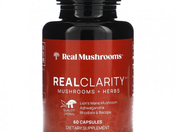 Real Mushrooms, RealClarity, грибы и травы`` 60 капсул