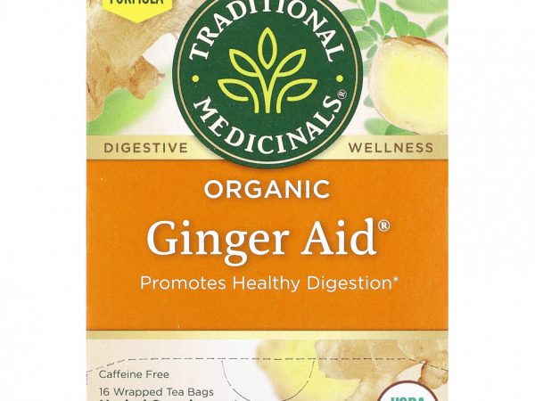 Traditional Medicinals, Ginger Aid, органический, (имбирь), без кофеина, 16 чайных пакетиков, 32 г (1,13 унции)