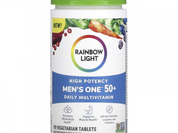 Rainbow Light, Men's One 50+ Daily, мультивитамины, высокая эффективность, 90 вегетарианских таблеток
