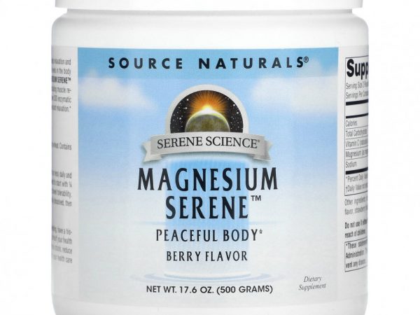 Source Naturals, Magnesium Serene, со вкусом ягод, 17,6 унции (500 г)
