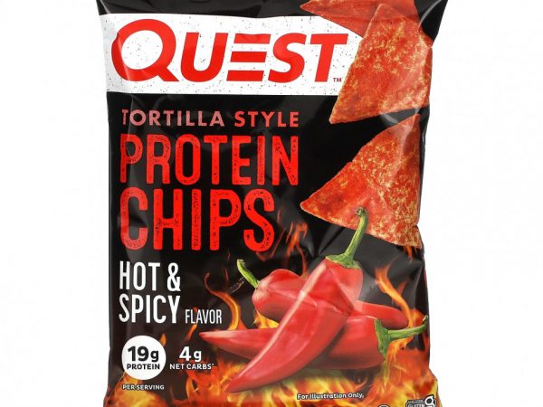 Quest Nutrition, Протеиновые чипсы по типу тортильи, острые и пряные, 8 пакетиков по 32 г (1,1 унции)