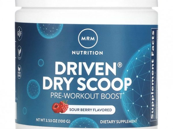 MRM Nutrition, Driven Dry Scoop, предтренировочная добавка, кислая ягода, 100 г (3,53 унции)