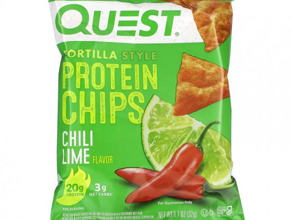 Quest Nutrition, Протеиновые чипсы по типу тортилья, чили и лайм, 8 пакетиков по 32 г (1,1 унции)