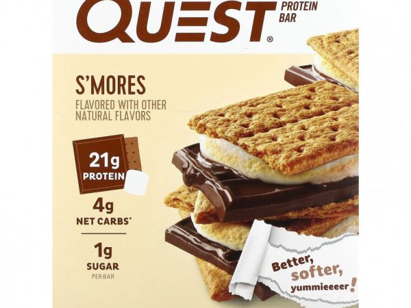 Quest Nutrition, Протеиновый батончик, S'Mores, 4 батончика, 60 г (2,12 унции) каждый