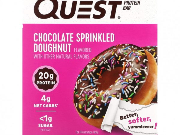 Quest Nutrition, Протеиновый батончик, пончик в шоколаде, 4 батончика по 60 г (2,12 унции)