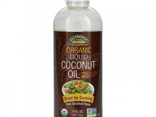 NOW Foods, Ellyndale Organics, органическое жидкое кокосовое масло, чистый кокос, 473 мл (16 жидк. Унций)