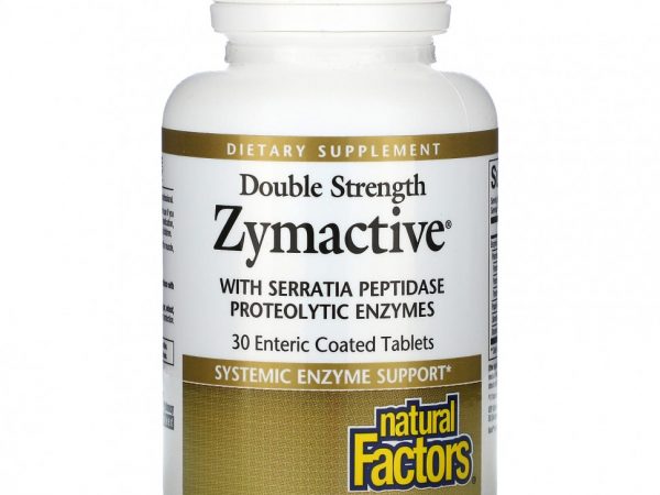 Natural Factors, Zymactive, двойная сила действия, 30 таблеток, покрытых кишечнорастворимой оболочкой