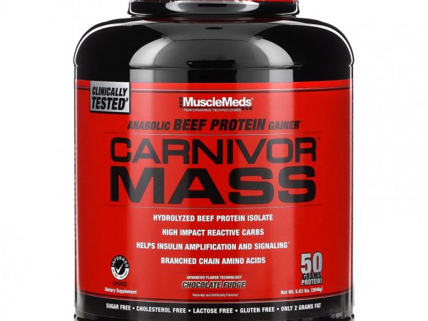 MuscleMeds, Carnivor Mass, анаболическое средство для увеличения количества белка из говядины, шоколадная помадка, 2646 г (5,83 фунта)