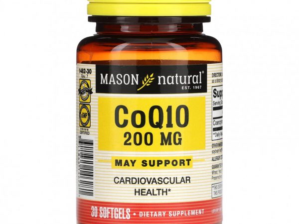 Mason Natural, Co Q10, 200 мг, 30 мягких таблеток