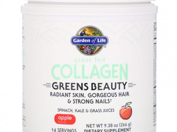 Garden of Life, Greens Beauty, экологически чистый коллаген, с яблочным вкусом, 266 г (9,38 унции)