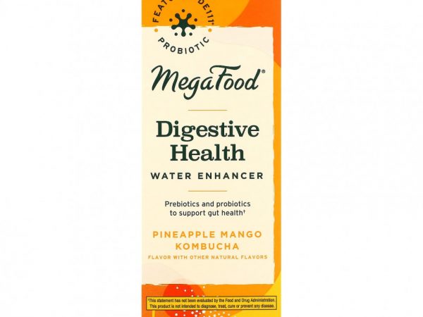 MegaFood, Digestive Health Water Enhancer, Pineapple Mango Kombucha, 10 Packets, 0.21 oz (6 g) Each