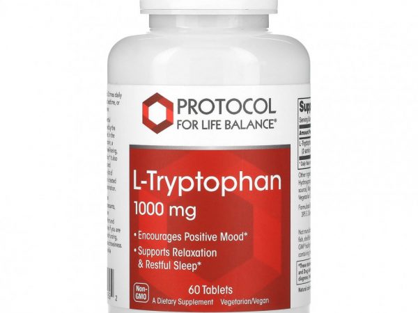 Protocol for Life Balance, L-триптофан, 1000 мг, 60 таблеток