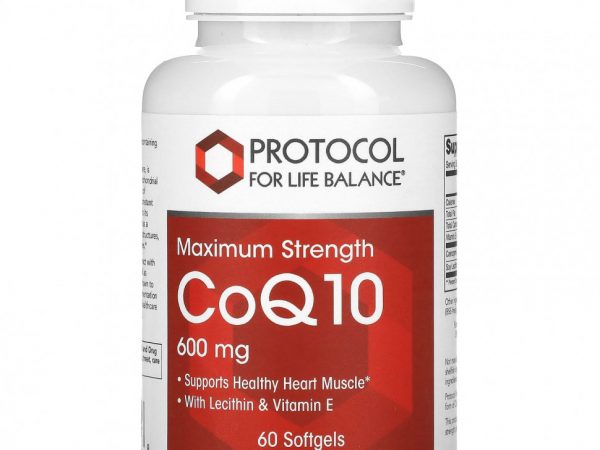 Protocol for Life Balance, коэнзим Q10, максимальный эффект, 600 мг, 60 мягких таблеток